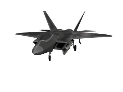 USA FF-22A Raptor Stealth Fighter Jet Low-poly 3D model