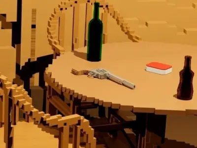 8-Bit Revolver Low-poly 3D model