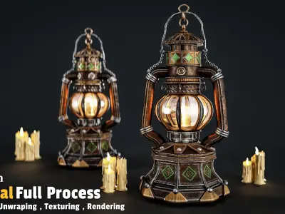 Lantern Low-poly 3D model 10