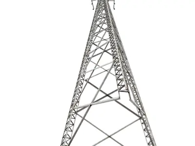 Antena metal tower with antennas 3D model