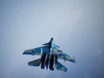 Jet Fighter SU-33D Flanker flight control simulation Low-poly 3D model