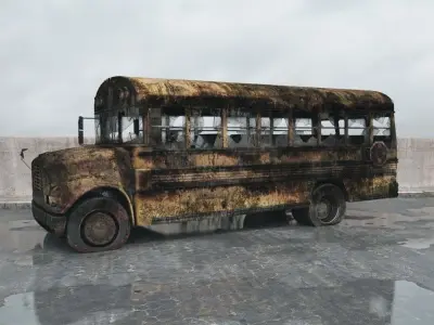 destroyed bus 005 am165 3D model