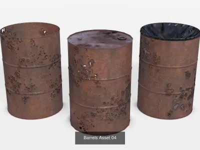 Metallic Barrels Assets Collection 3D Model Pack