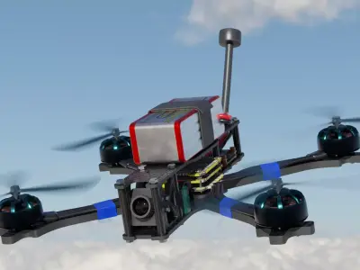 FPV Drone Source One V5 frame Low-poly 3D model