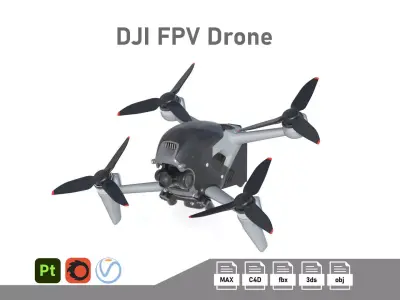 DJI FPV Drone Low-poly 3D model