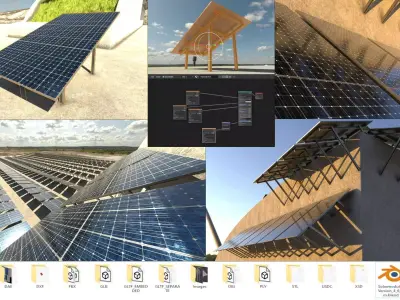 Solarmodule Version 4 - 6500mm Low-poly 3D model