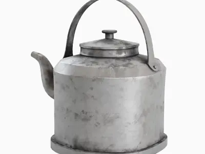 Used Iron Kettle 01 Low-poly 3D model