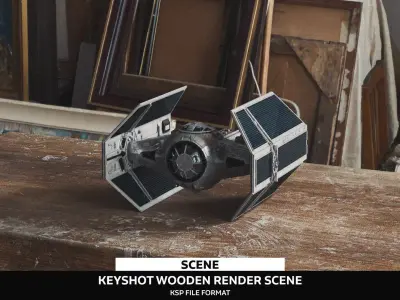 Interior Wooden Desk Keyshot Render Scene  3D model
