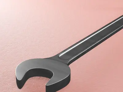 Realistic Metallic Adjustable Wrench 3D Model 3D model