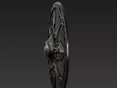 Dark Fantasy Viking Round Shield PBR Game Ready 3D model