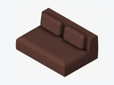 Seat - Sofa - Simplicity - Double - No Arm Low-poly 3D model
