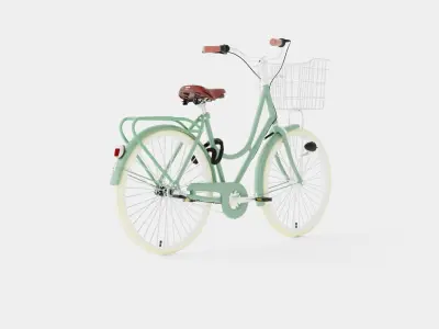Green Bicycle Low-poly 3D model