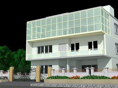 TWO STORY COMMERCIAL BUILDING MODEL 3D model 3D model buy