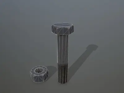 Bolts bolt and nut Low-poly 3D model 7