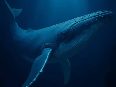 Blue Whale 3D Realistic Ocean Animal Detailed Skin Texture Low-poly 3D model
