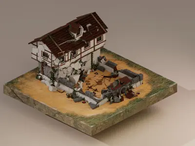 Warrior Barracks Level 5 Low-poly 3D model