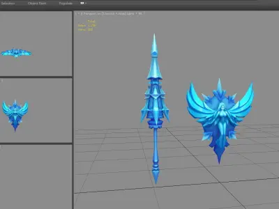 Cartoon Angel goddess Spear Shield Weapon Low-poly 3D model