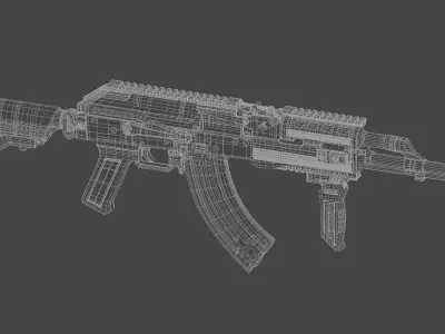 Ak 47 tactical ris m4 stock 3D model
