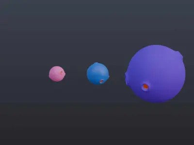 Three Cartoon-style Animated Planets Free 3D model