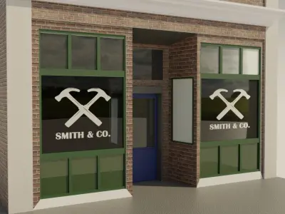 Low-poly Small Town Hardware Store Low-poly 3D model