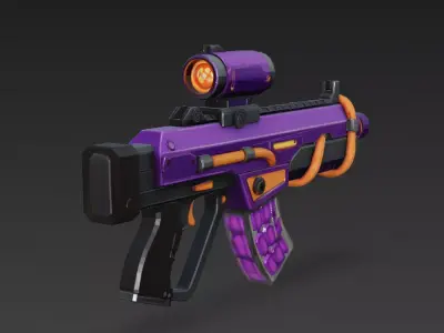 Cartoon Cyber Purple SMG 3D Model PBR Low-poly 3D model