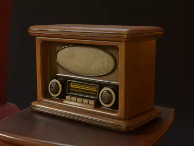 Vintage Radio Low-poly 3D model