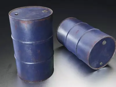 Industrial Metal Barrel Set Low-poly 3D model