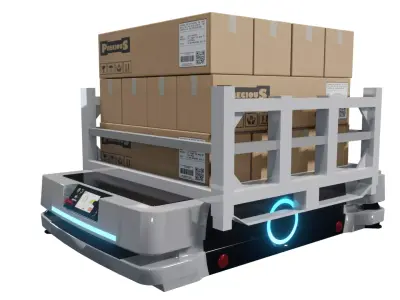 Industrial 3D AGV Trolley - Omron Free low-poly 3D model