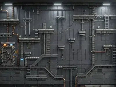 Sci Fi Industrial Platformer Low-poly 3D model