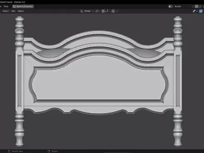 Vintage Bed and Nightstand Low-poly 3D model