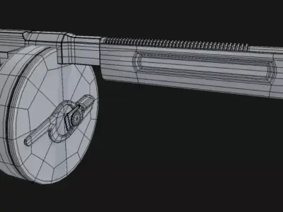 3D TommyGun Model Low-poly 3D model