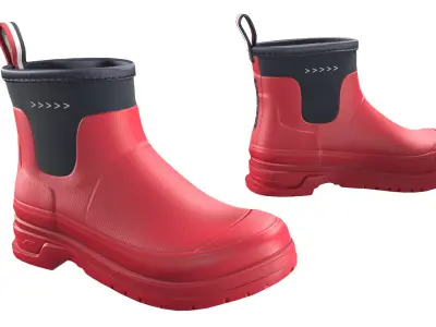 Red Short Rubber Boots 3D model