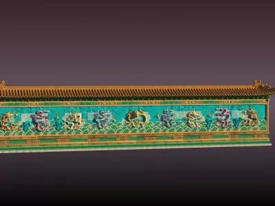 Nine Dragon Wall 3D model