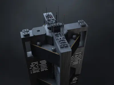 Brutalist Scifi Building 05 3D model 3D model