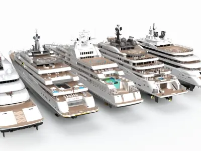  World Largest Top 5 Superyachts Collection 