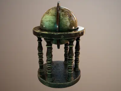 Old Antique Globe Vintage Low-poly 3D model