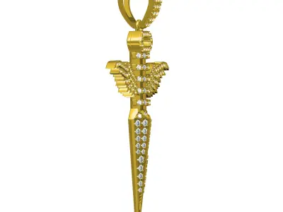Antique Flying Wing Sword Diamond Pendant 3D print model