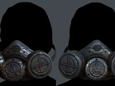 Gas mask helmet 3d model scifi Low-poly Low-poly 3D model Low-poly 3D model 35