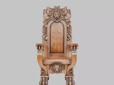 Majestic Wooden Throne 3D Model Low-poly 3D model