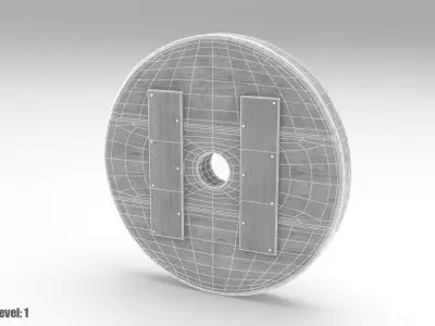 Solid Old Wooden Wheel Free low-poly 3D model