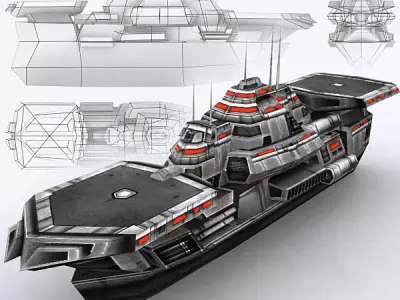 3DRT - Sci-Fi Naval Vessel - Mammoth2 Low-poly 3D model