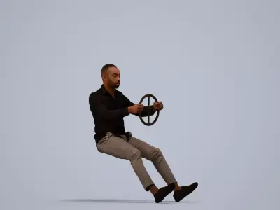 00178Terrell011 - black man driving a car 3D model