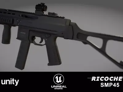 SMP45 gun Low-poly 3D model