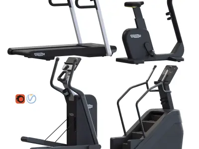 Technogym Cardio Equipment Treadmill Bike Elliptical Climbing 3D model