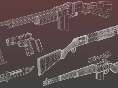 LowPoly FPS Gun Weapon Pack Low-Poly 3D Model Low-poly 3D model