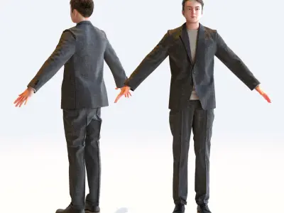 A Pose Asian Smart Casual Man Collection - 5 Models x 5 color variations 3D model