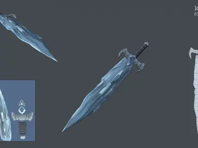 Ice Sword Low-poly 3D model purchase
