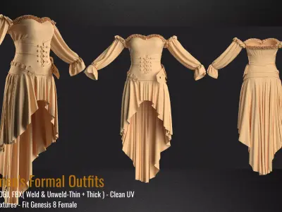 Women Steampunk Outfit-VOL 02-ZPRJ-OBJ-FBX-4K PBR Textures 3D model