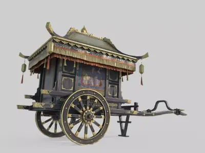Asian ancient vehicle luxury carriage 3D model