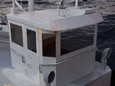 Tugboat tug boat in ocean 3D model